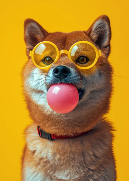 DecorBites™ Colorful Dog Sunglasses Canvas Wall Art