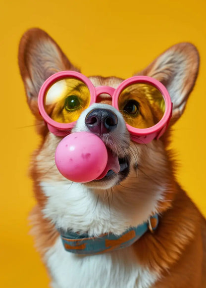 DecorBites™ Colorful Dog Sunglasses Canvas Wall Art