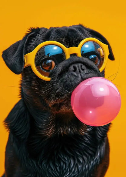 Vibrant colorful dog sunglasses canvas wall art living room decor