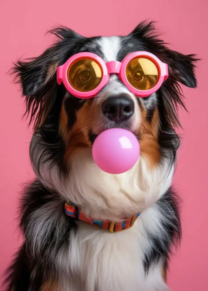 Vibrant colorful dog sunglasses canvas wall art living room decor