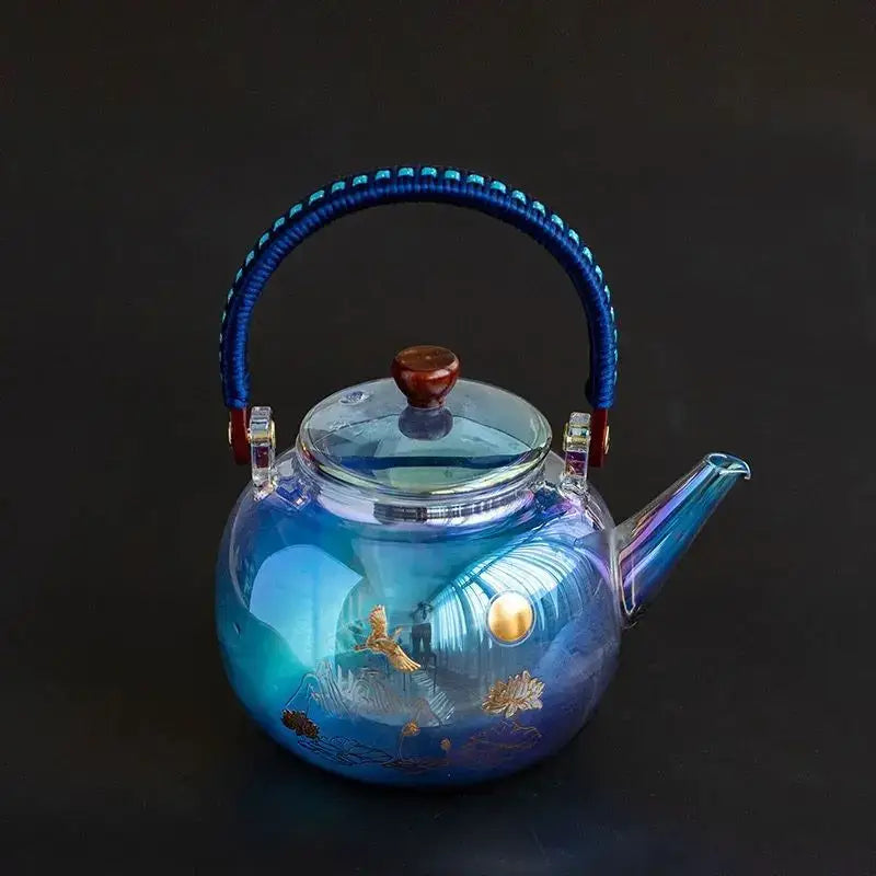 Decorbites colorful enamel glass crane teapot kitchen decor
