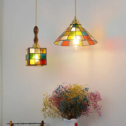 colorful glass magic cube pendant light for dining room
