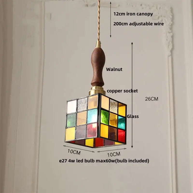 colorful glass magic cube pendant light for dining room