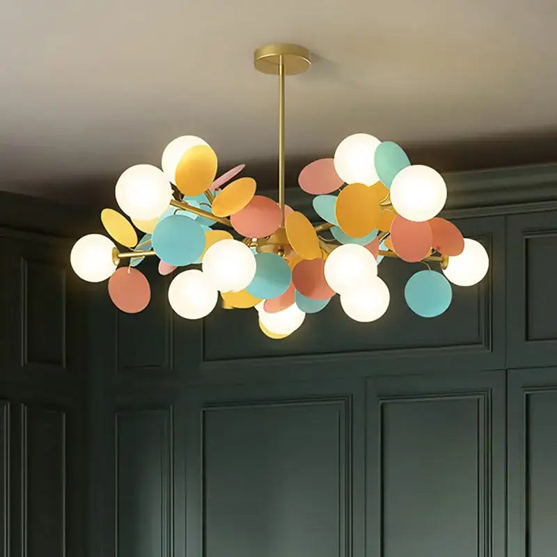 Modern brass colorful led branch chandelier living room light