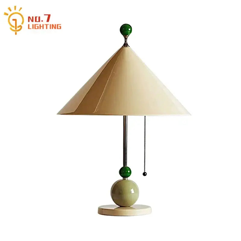 colorful led umbrella table lamp for bedroom green & cream
