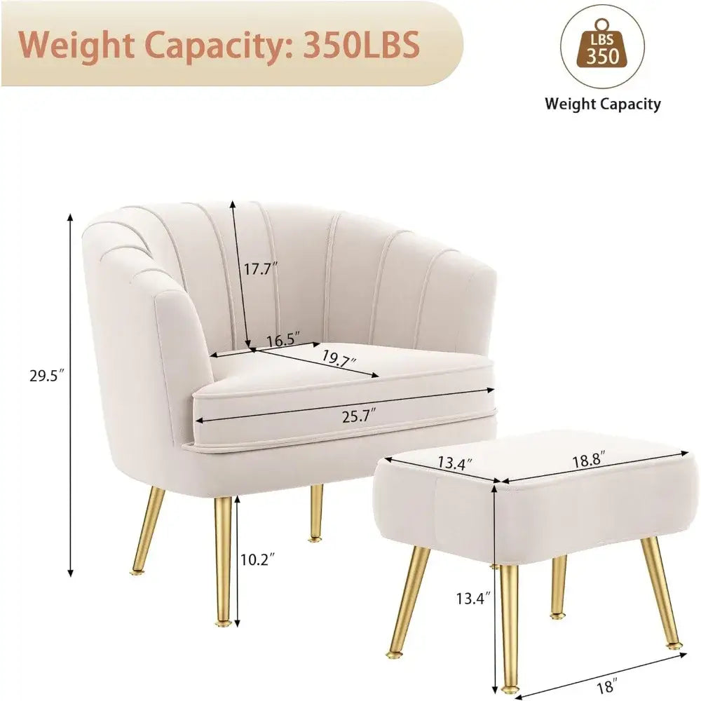 comfortable beige bucket armchair and ottoman living room