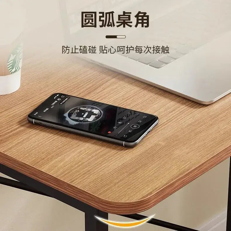 compact foldable wood and black metal desk bedroom table