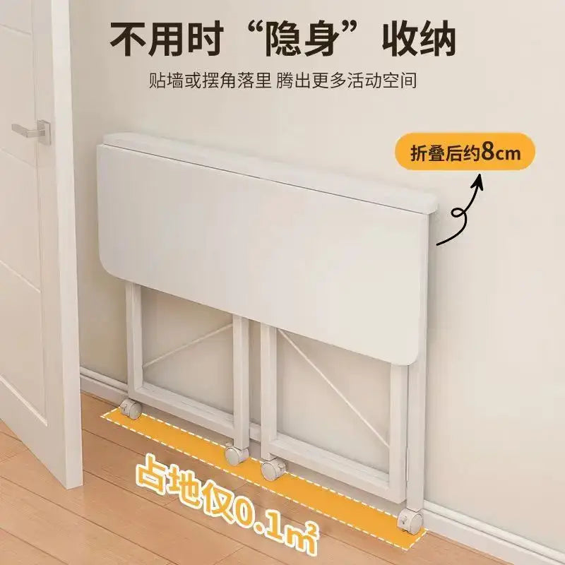 compact foldable wood and black metal desk bedroom table