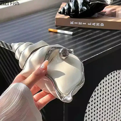conch ashtray silver and white ceramic living room decor