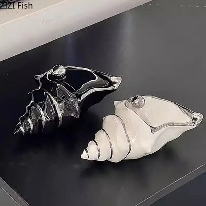 conch ashtray silver and white ceramic living room decor