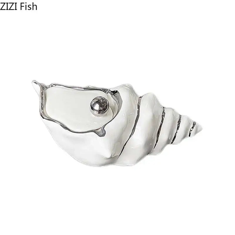 conch ashtray silver and white ceramic living room decor