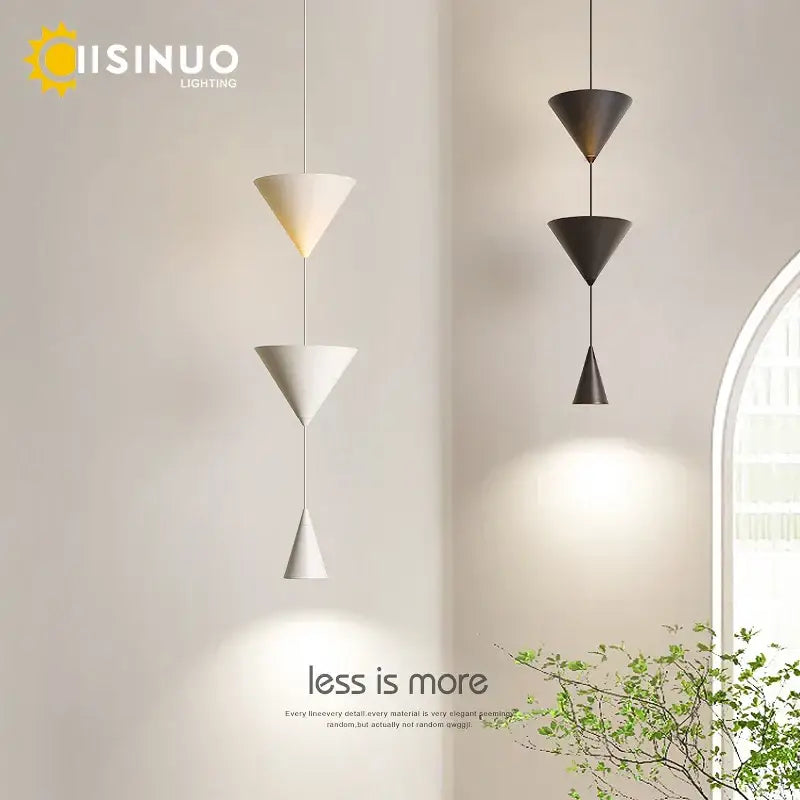Modern minimalist white & bronze cone pendant light kitchen lamp