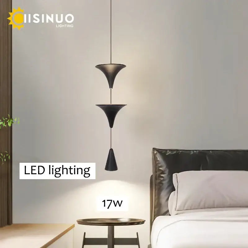 Modern minimalist white & bronze cone pendant light kitchen lamp