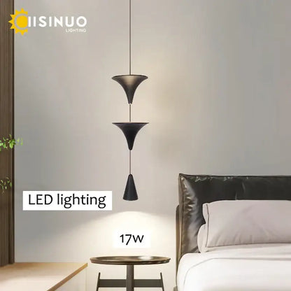Modern minimalist white & bronze cone pendant light kitchen lamp