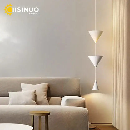 Modern minimalist white & bronze cone pendant light kitchen lamp