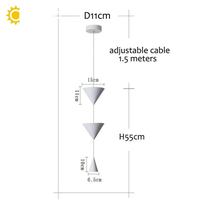 Modern minimalist white & bronze cone pendant light kitchen lamp