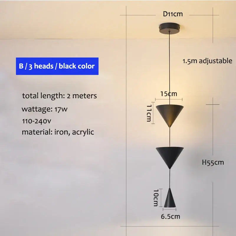 Modern minimalist white & bronze cone pendant light kitchen lamp