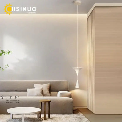Modern minimalist white & bronze cone pendant light kitchen lamp
