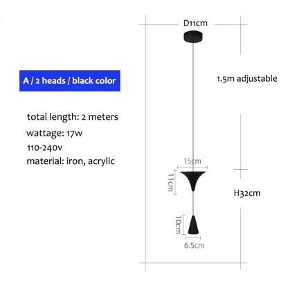 Modern minimalist white & bronze cone pendant light kitchen lamp