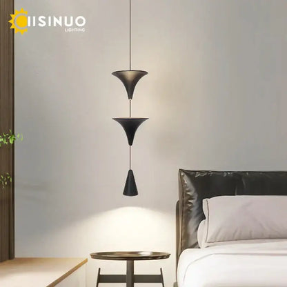 Modern minimalist white & bronze cone pendant light kitchen lamp