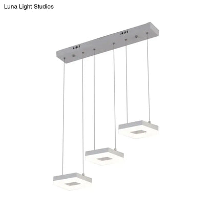 Modern silver acrylic square island light kitchen pendant fixture