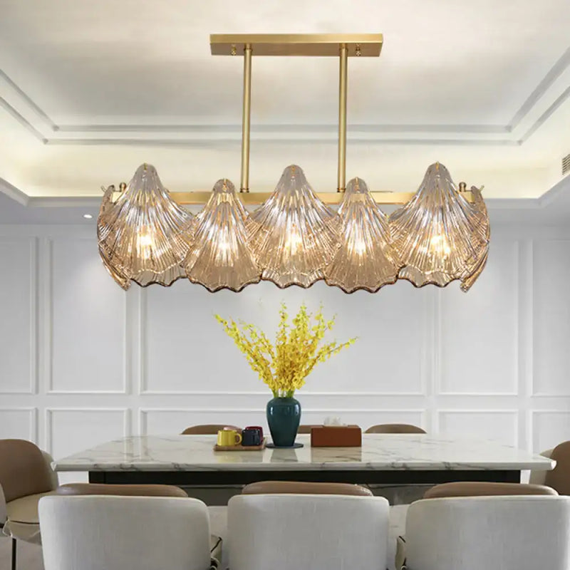 Contemporary amber crystal brass island lighting dining room chandelier