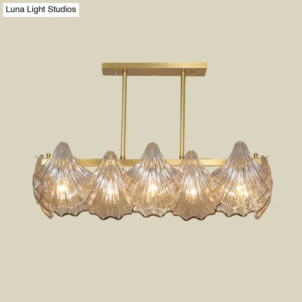 Contemporary amber crystal brass island lighting dining room chandelier