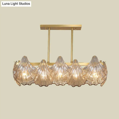Contemporary amber crystal brass island lighting dining room chandelier
