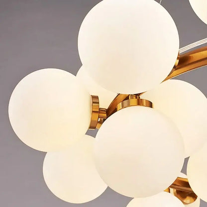 Modern black & gold chandelier with white glass ball for living room