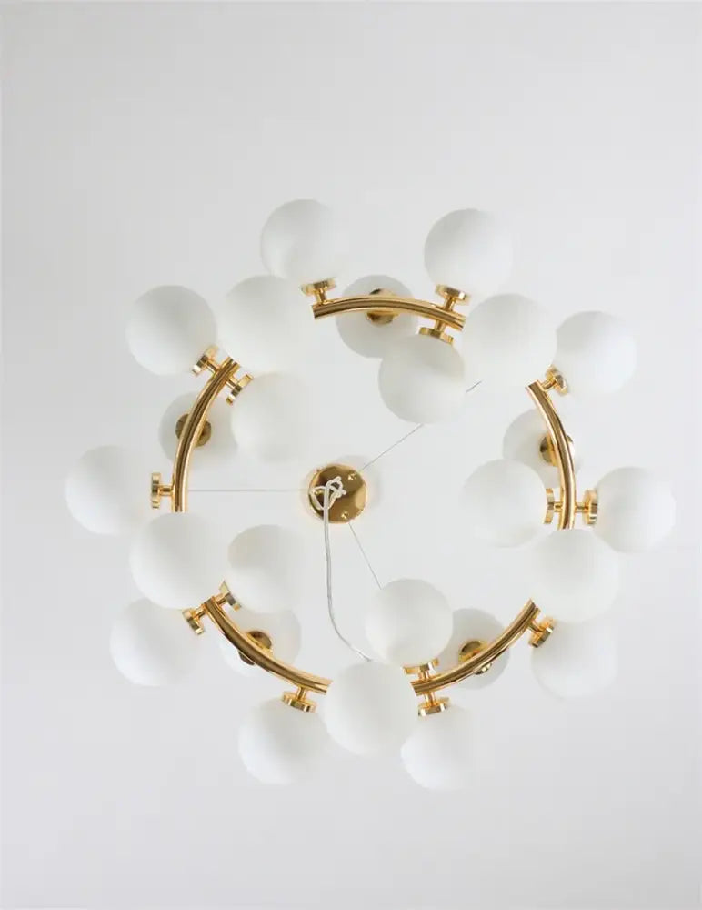Modern black & gold chandelier with white glass ball for living room
