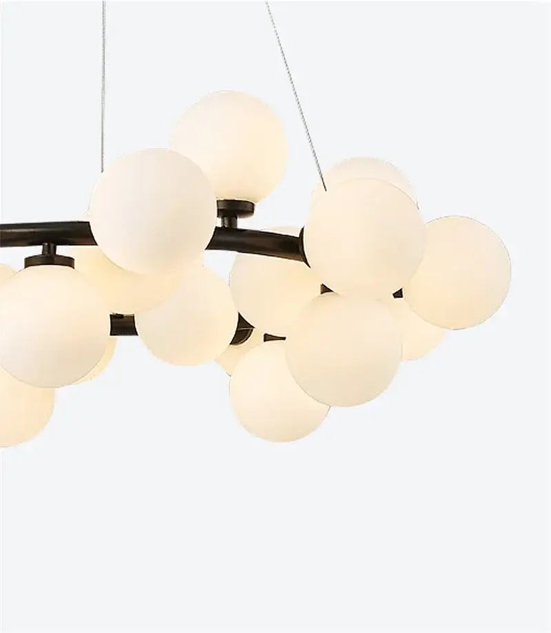 Modern black & gold chandelier with white glass ball for living room