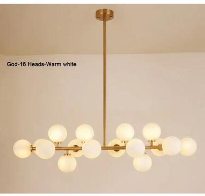 Modern black & gold chandelier with white glass ball for living room