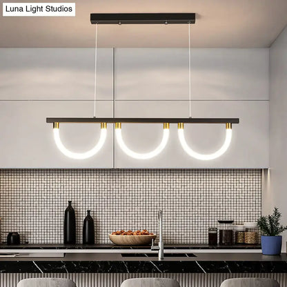 Contemporary black & gold 3-light island lamp – kitchen pendant