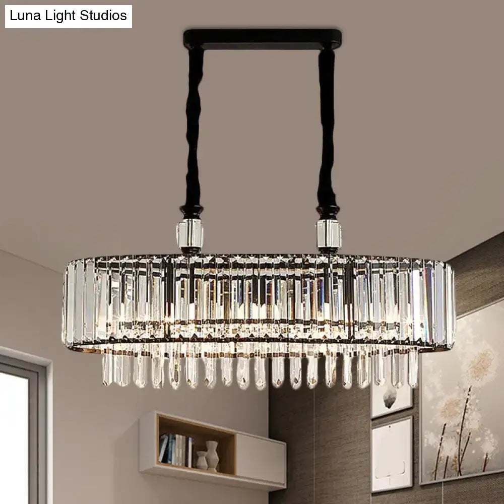 Contemporary black crystal island chandelier dining room e12 e14 light