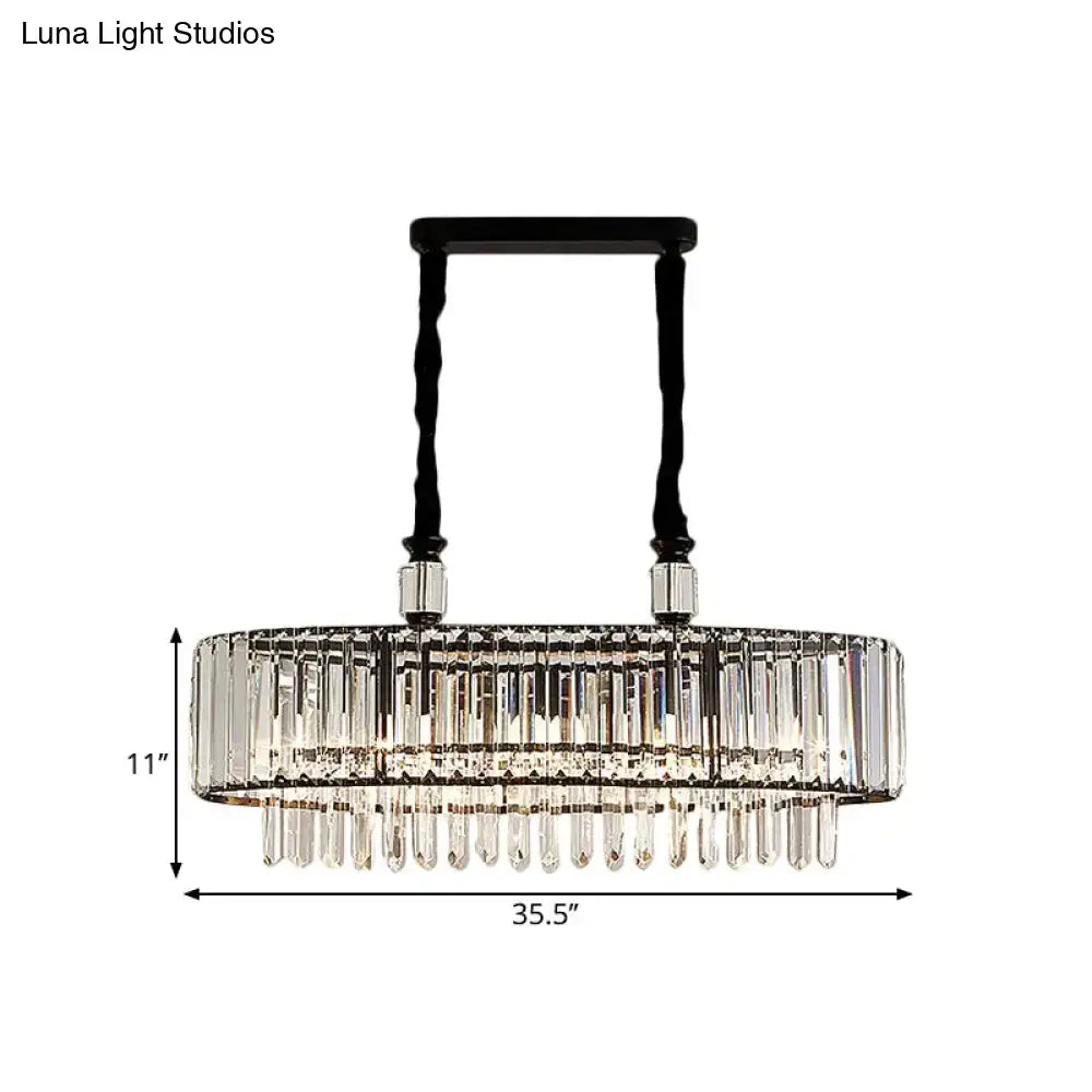Contemporary black crystal island chandelier dining room e12 e14 light