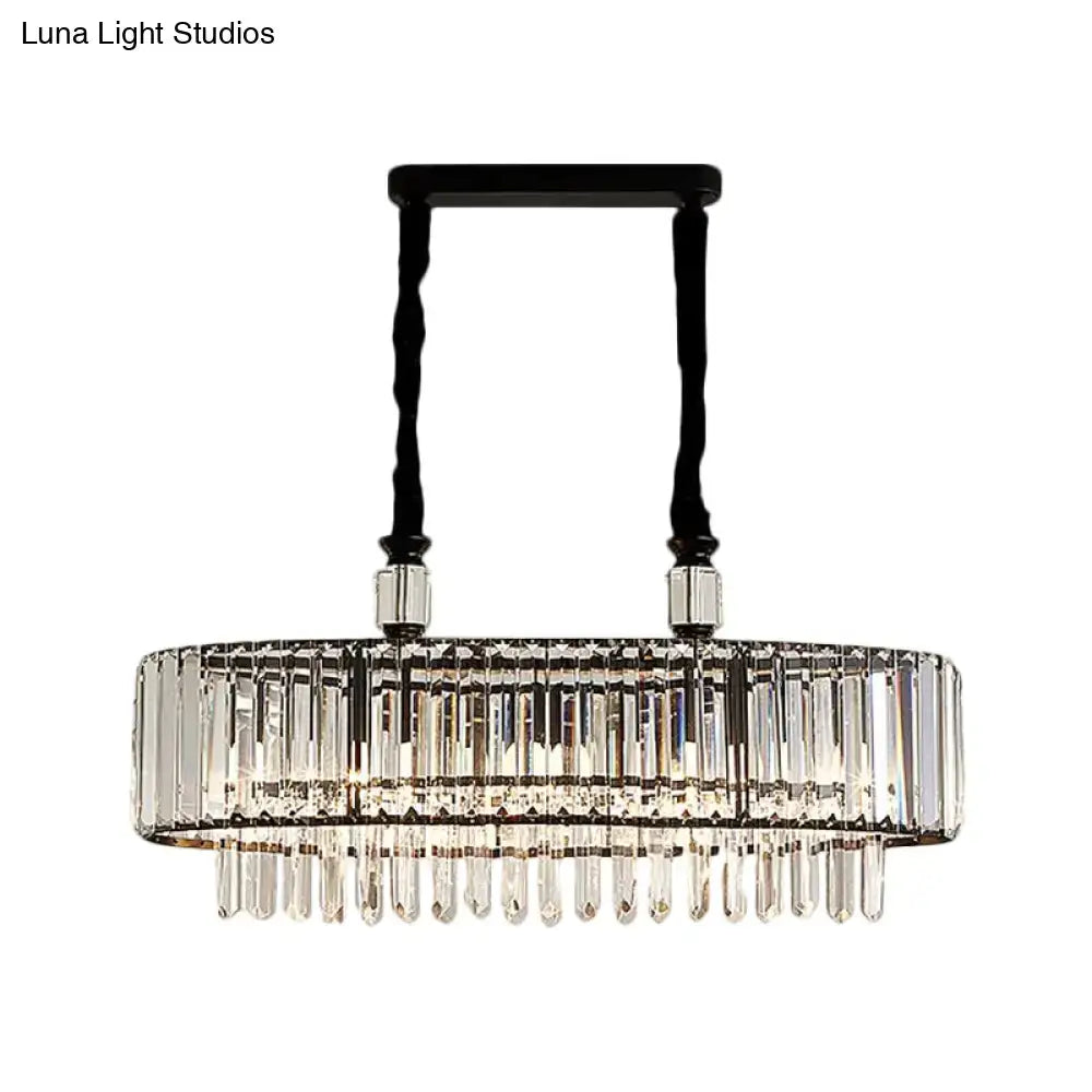 Contemporary black crystal island chandelier dining room e12 e14 light