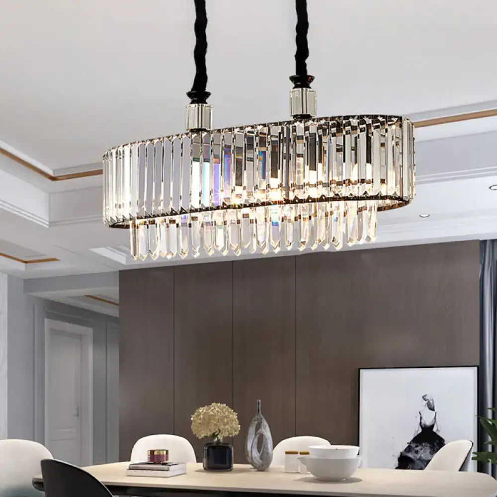 Contemporary black crystal island chandelier dining room e12 e14 light