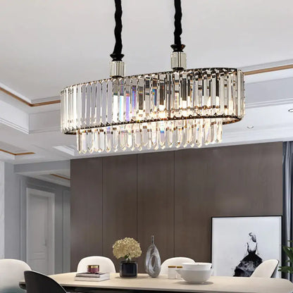 Contemporary black crystal island chandelier dining room e12 e14 light