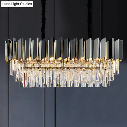 Modern black and gold crystal oval island chandelier dining room light