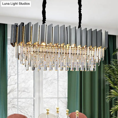 Modern black and gold crystal oval island chandelier dining room light