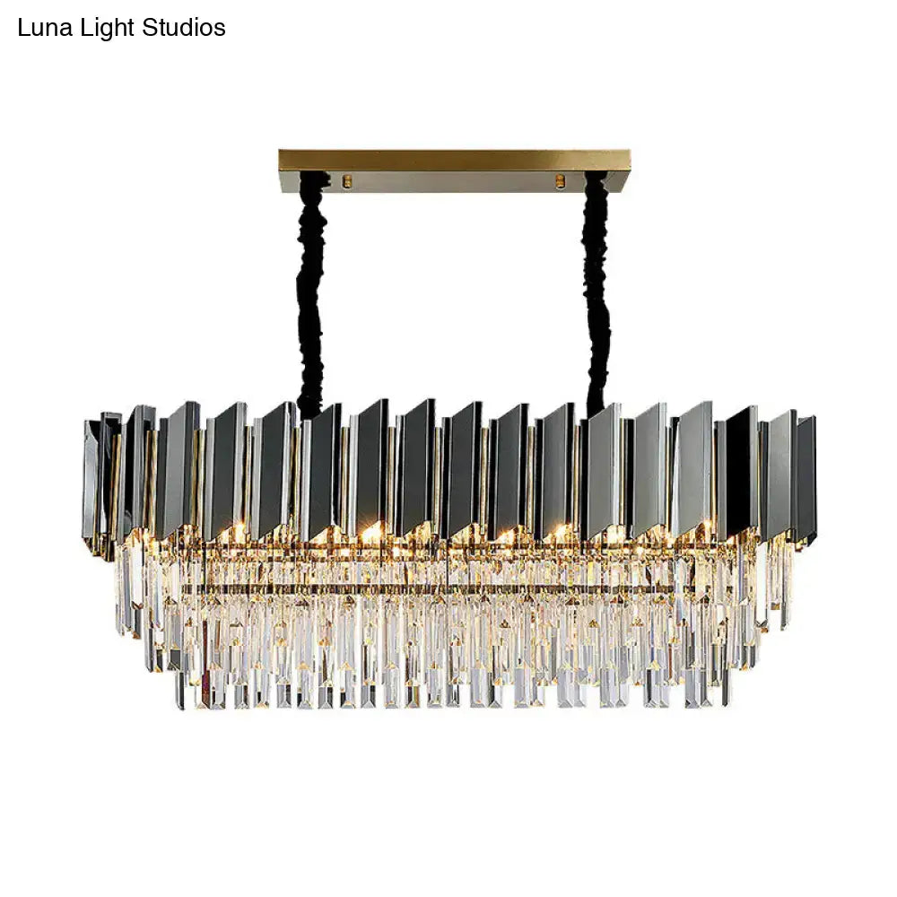 Modern black and gold crystal oval island chandelier dining room light