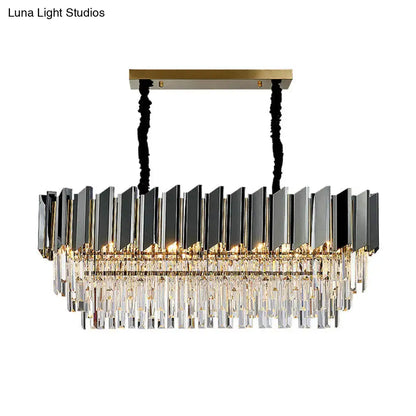 Modern black and gold crystal oval island chandelier dining room light