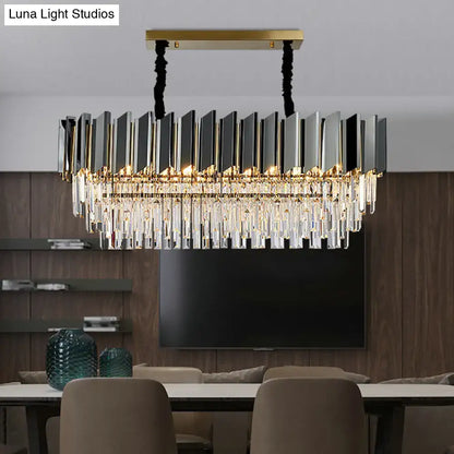 Modern black and gold crystal oval island chandelier dining room light