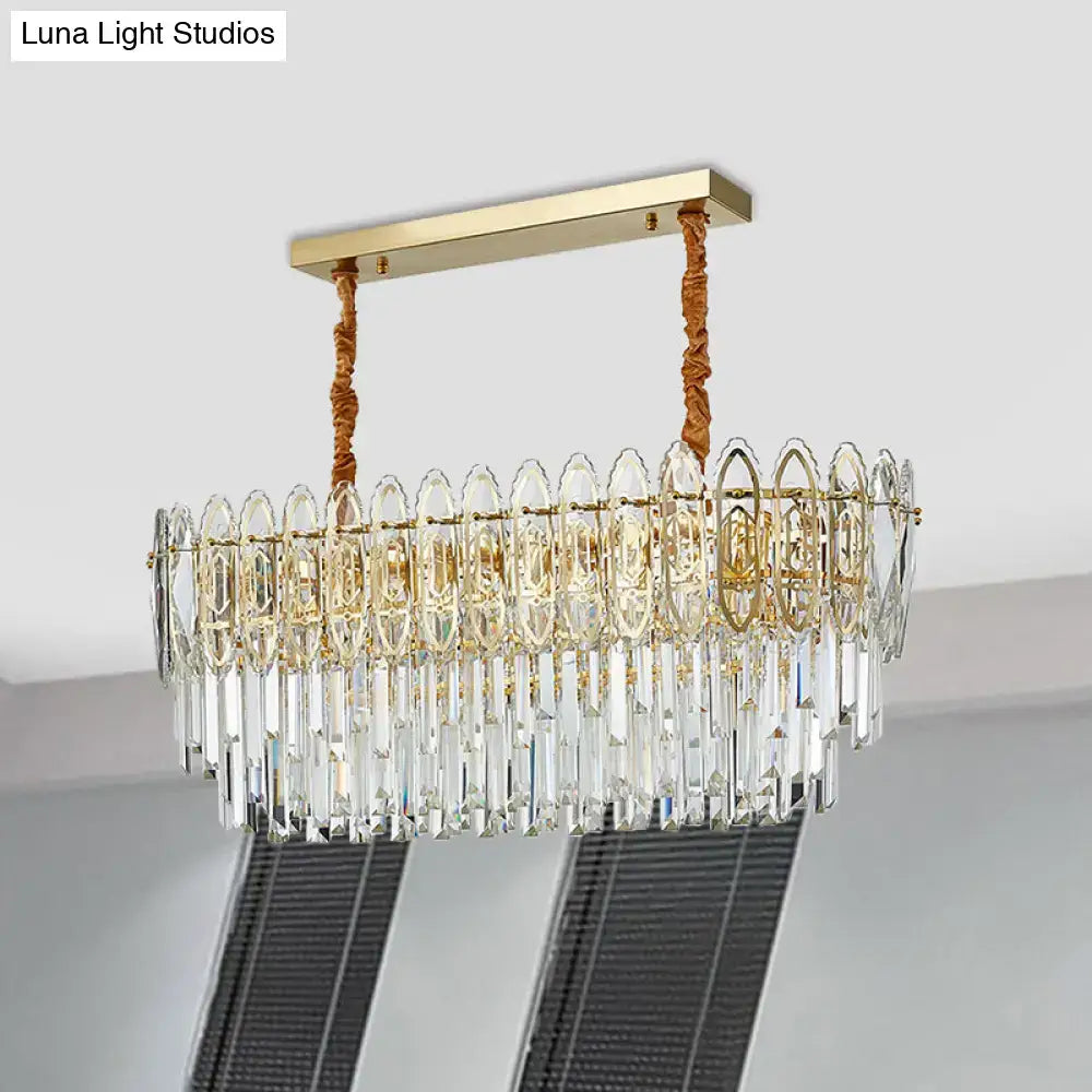 Contemporary clear crystal gold island light kitchen chandelier
