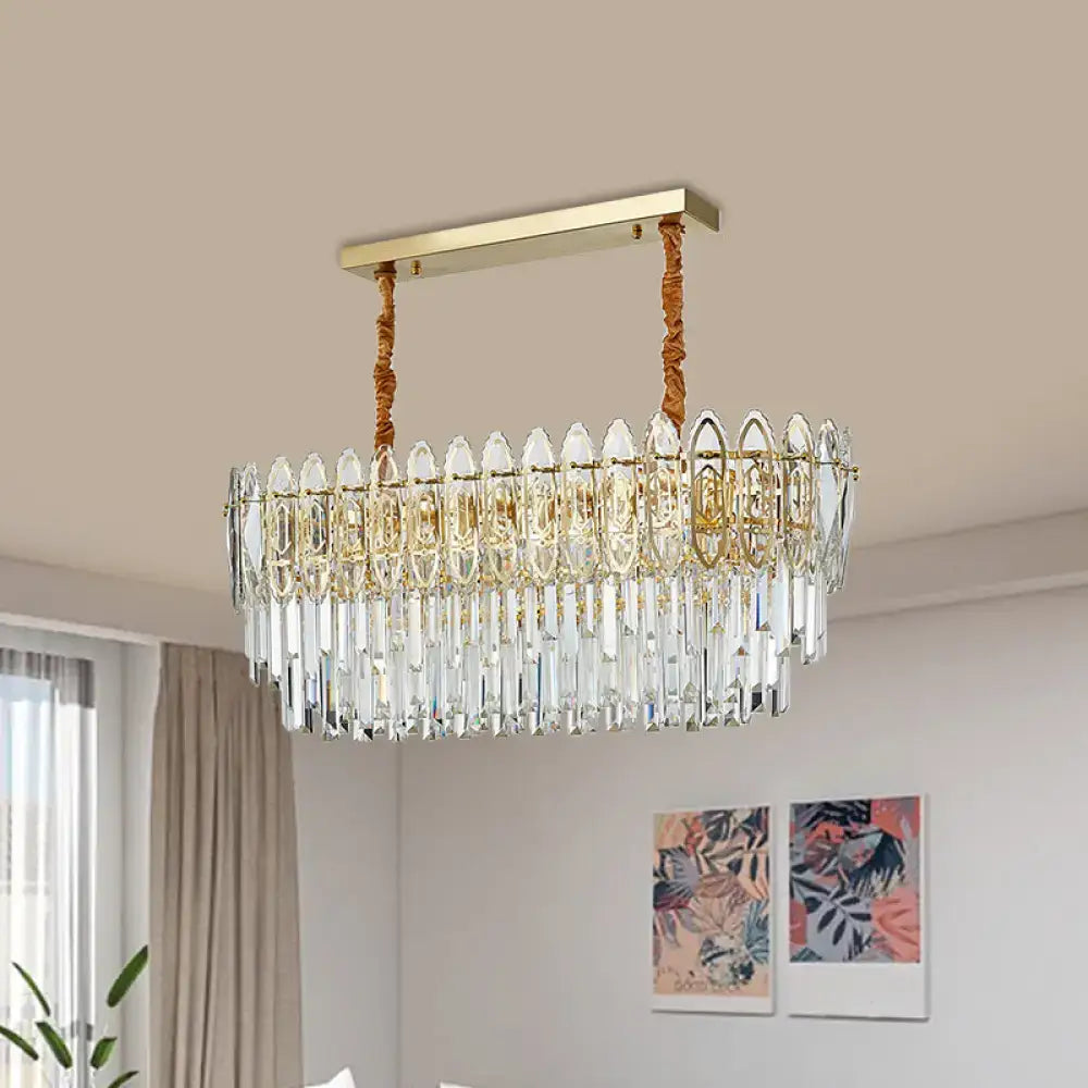 Contemporary clear crystal gold island light kitchen chandelier