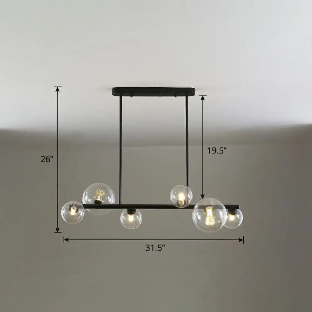Contemporary black 5-light clear glass bubble chandelier dining room