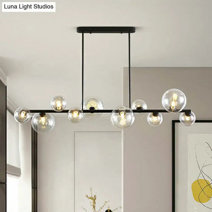 Contemporary black 5-light clear glass bubble chandelier dining room