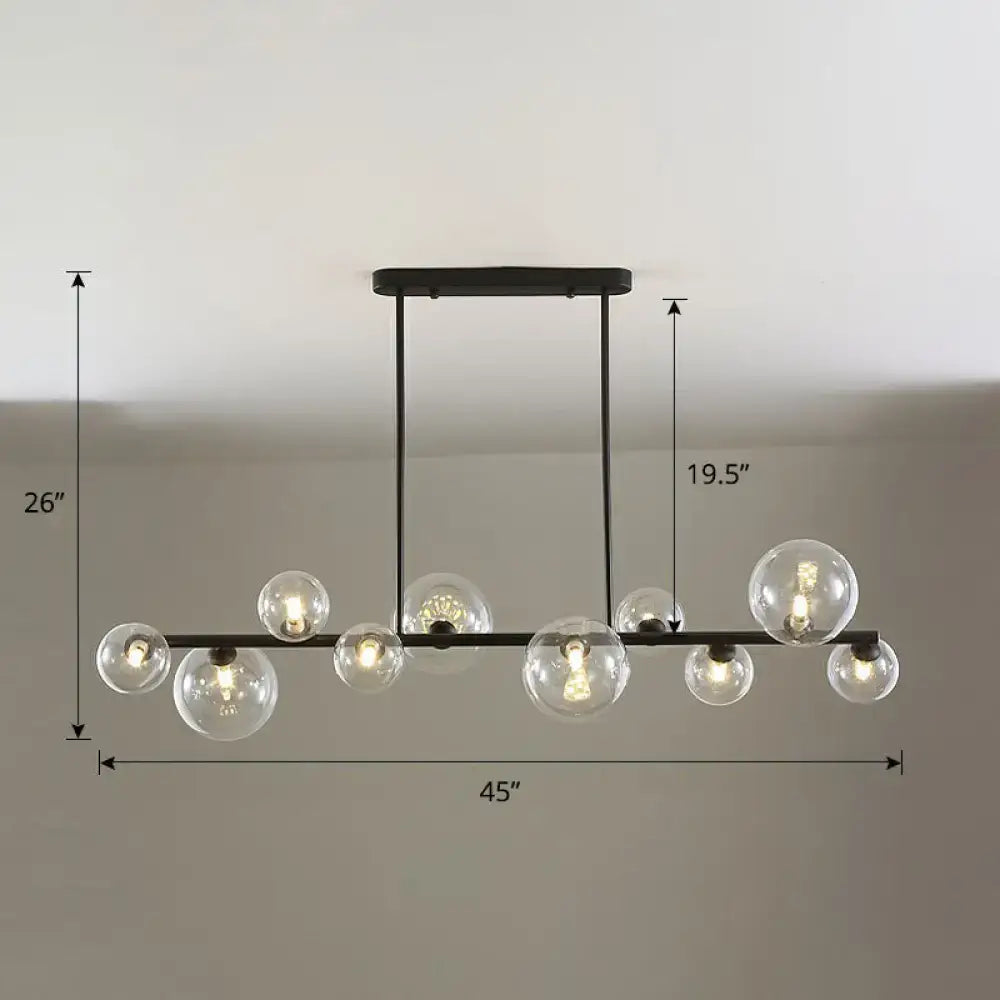 Contemporary black 5-light clear glass bubble chandelier dining room