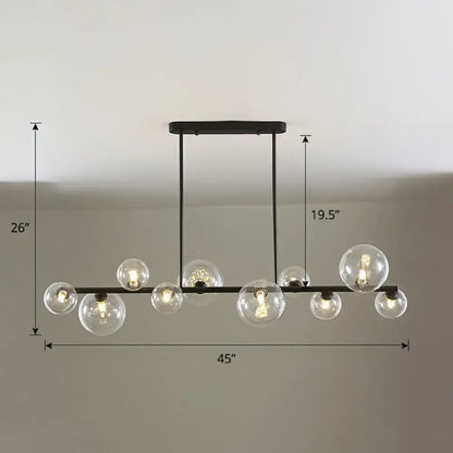 Contemporary black 5-light clear glass bubble chandelier dining room