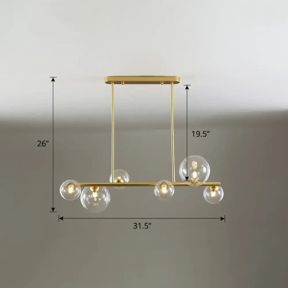 Contemporary black 5-light clear glass bubble chandelier dining room